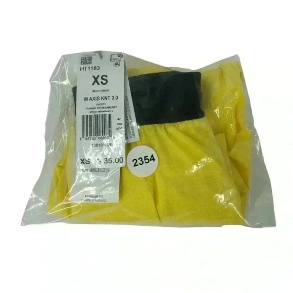 ADIDAS SHORTS MENS XS AEROREADY AXIS KNIT 3.0 TRAINING ALMOST YELLOW BASKETBALL - Picture 10 of 10